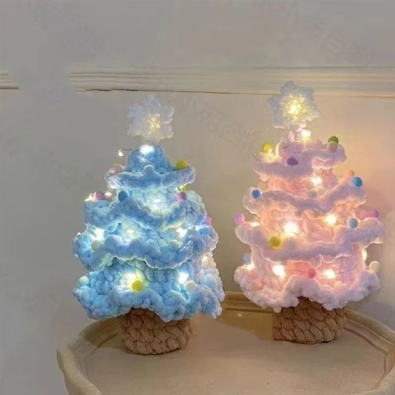 Handmade crochet christmas trees needlework crochet diy material kit hook knitting yarn xmas tree home decor christmas gifts 2