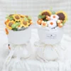 Artificial flowers sunflowers strawberries stuffed plants finished knitted crochet bouquets gifts for valentine mothers birthday 5