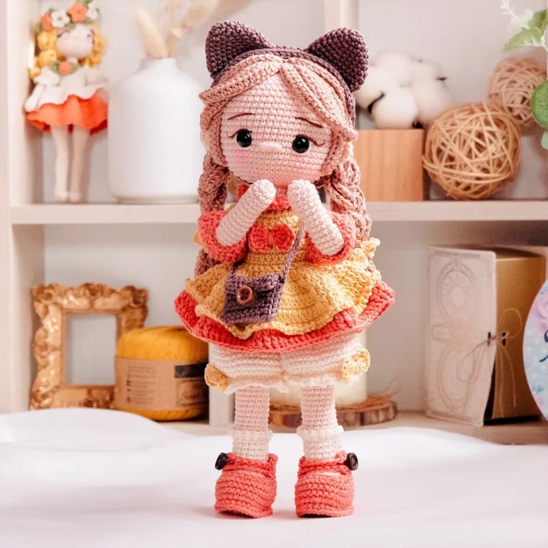 Crochet girls amigurumi crochet doll knitwear diy hook girls material kit with yarn accessories pattern children gift home decor 5