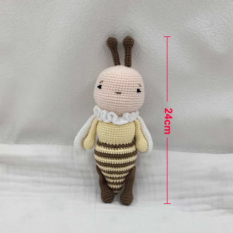 1set crochet bee baby teether rattle safe beech wooden teether ring pacifier clip chain set newborn mobile gym educational toy 6