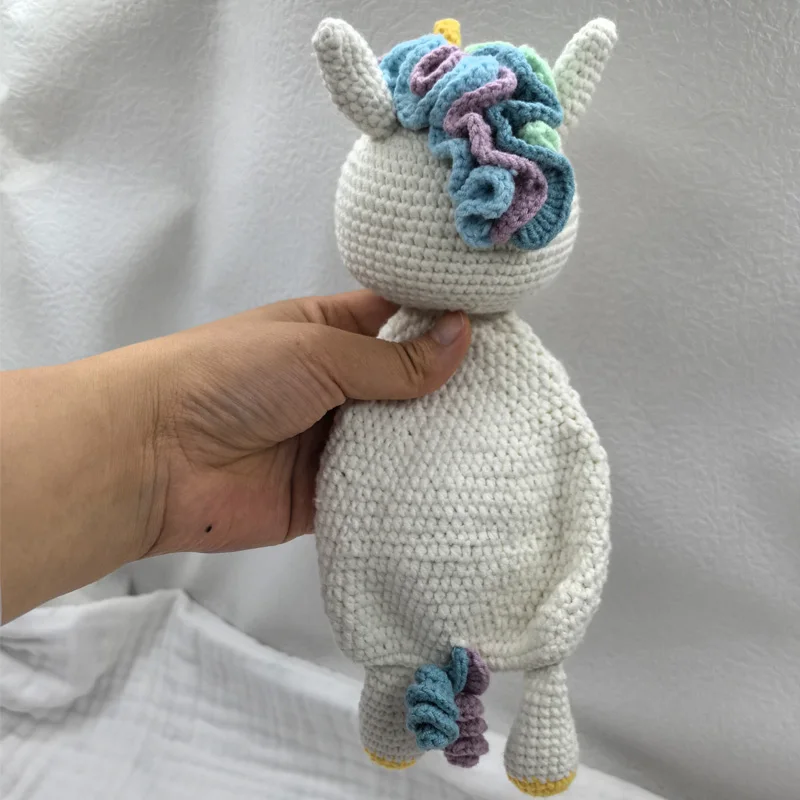 Baby security blanket towel feeding bib soft towel cotton burping cloth infant shower gift knitted lovely animal rattle sleep to 2