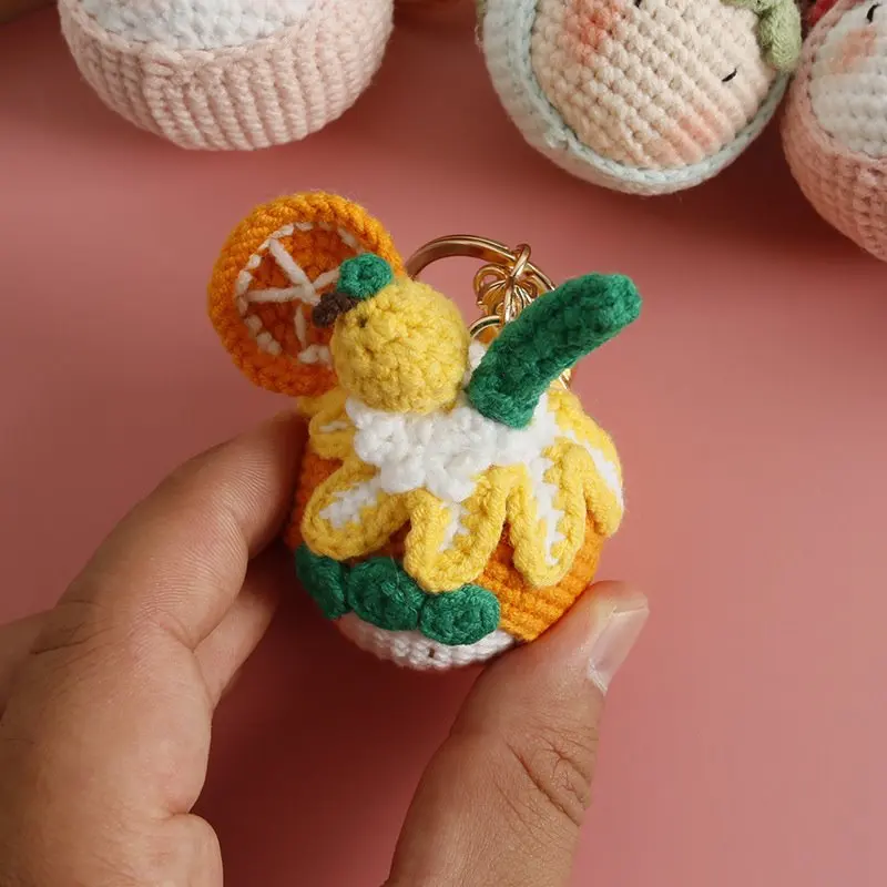 Creative knitted wool cute rabbit keychain pendant handmade woven small group bag hanging ornament car gift 3