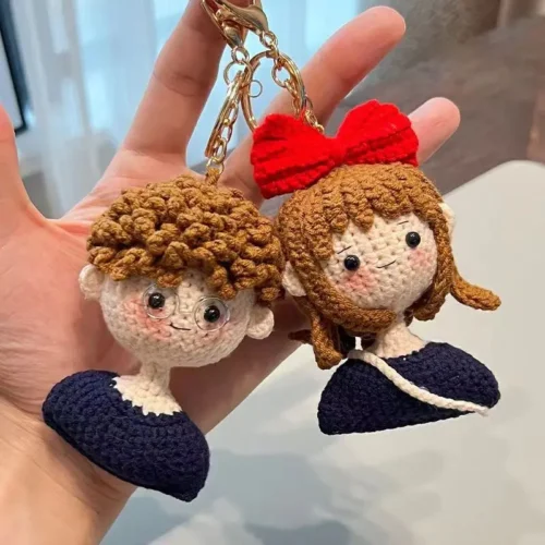 Handmade Knit Couple Characters Keychains Creative DIY Knittin Dolly Hook Needlework Material Kit Knitting & Crochet For Gift 1 Handmade knit couple characters keychains creative diy knittin dolly hook needlework material kit knitting & crochet for gift 1