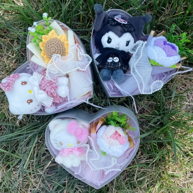 Cartoon my melody kuromi cinnamoroll kt cat plush doll heart gift box creative valentine christmas birthday graduation gifts 3