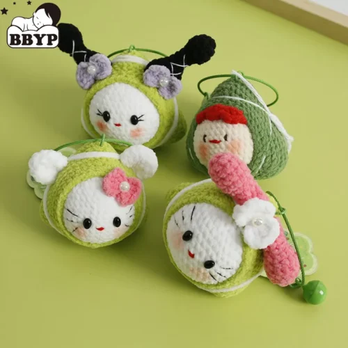 Creative crochet keychains handmade doll keychains knitting handmaking cartoon knitted keyring for keys wholesale 1