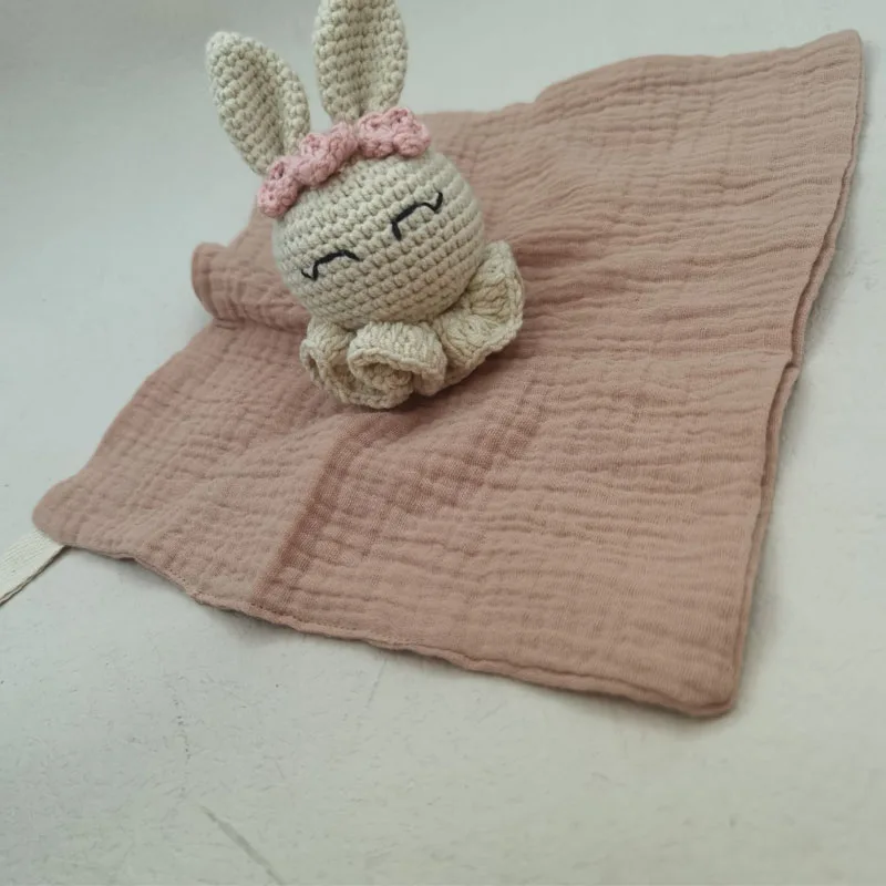 Baby soother appease towel bib soft animal rabbit sleeping doll teether infants soft comfort sleeping nursing cuddling blanket t 4