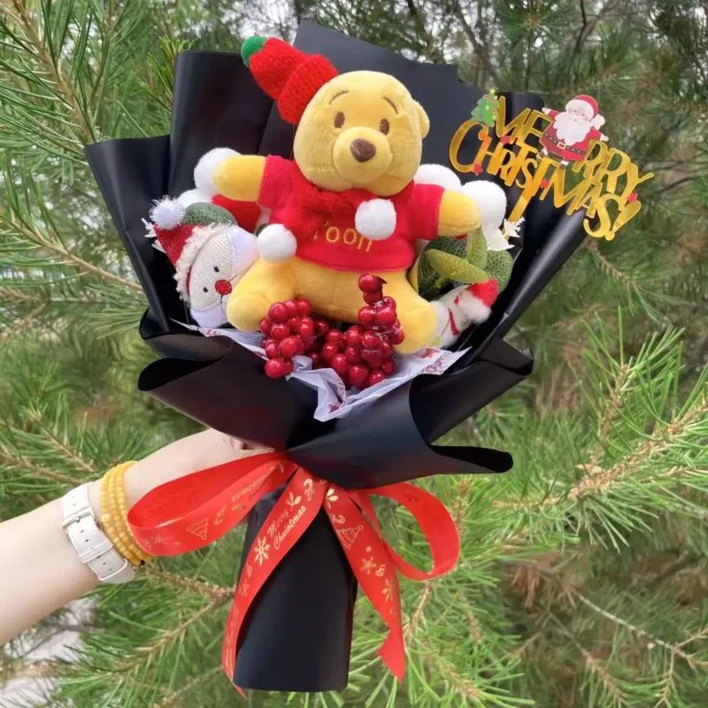 Cartoon anime hallowmas my melody kouromi stuffed animals plush toy with roses creative bouquets christmas hallowmas gifts 3