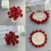 Handmade hook flower crochet rose coaster knitting crafts diy yarn crafting supplies creativity desktop decoration holiday gifts 1