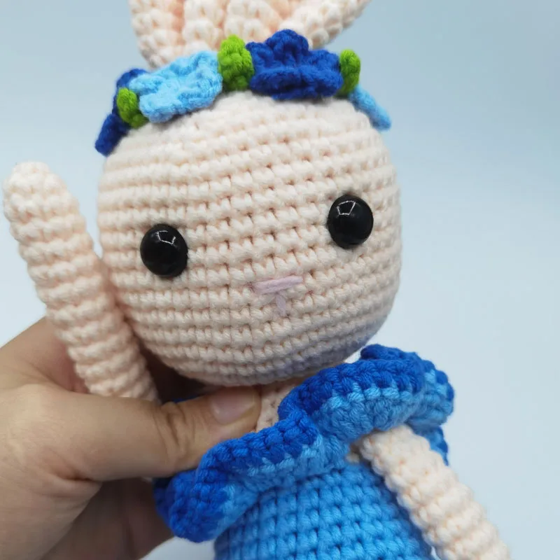 Handmade rabbit monkey crochet wool doll animal stuffed plush toy baby soothing baby sleeping plush toy gifts for kids birthday 5