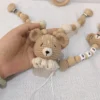 Personaliza baby wood crochet stroller toys bear bed hanging rattle toy animal pendant bead bracelet baby crib mobile rattle toy 3