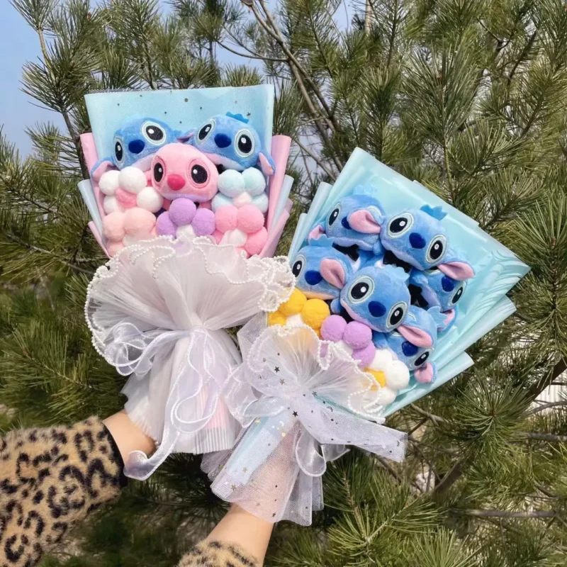 Anime stitch plush bouquet stuffed super soft kids doll christmas birthday valentine graduation gifts 6