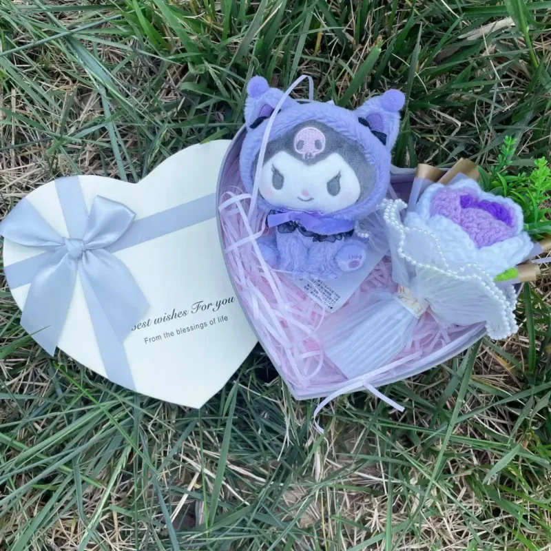 Cartoon my melody kuromi cinnamoroll kt cat plush doll heart gift box creative valentine christmas birthday graduation gifts 6