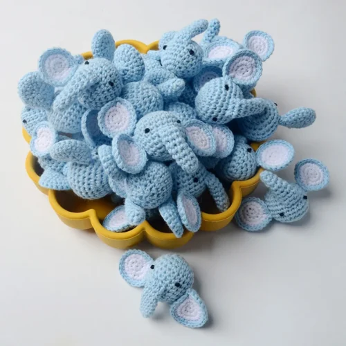 5pc crochet beads animal rabbit chewable beads diy wooden teething knitting beads jewelry crib sensory toy baby teether 1