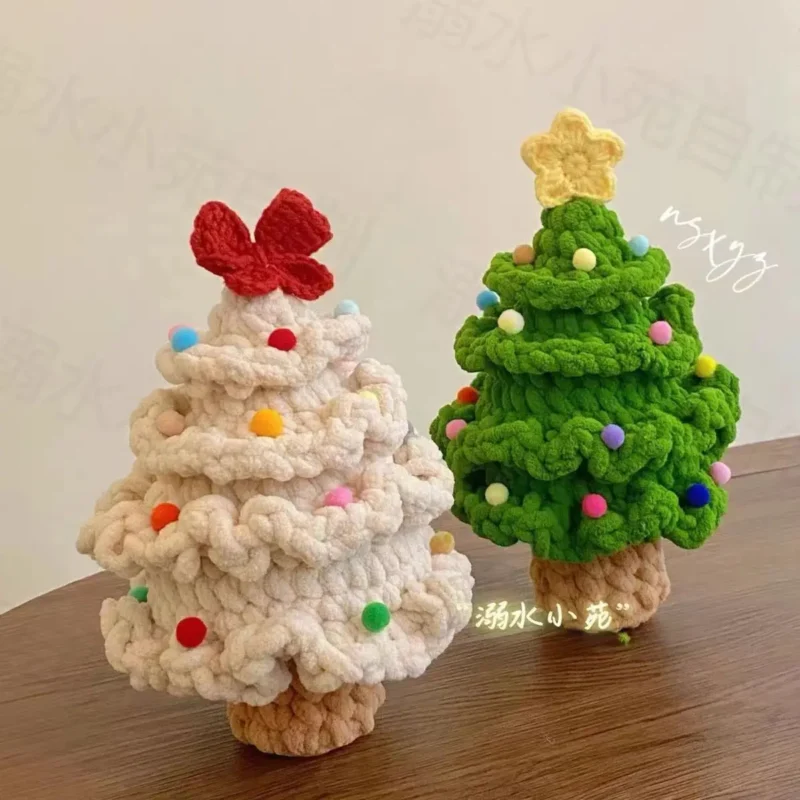 Christmas trees crochet diy material set kit christmas decoration knitting supplies amigurumi trees pattern hook creative gifts 6