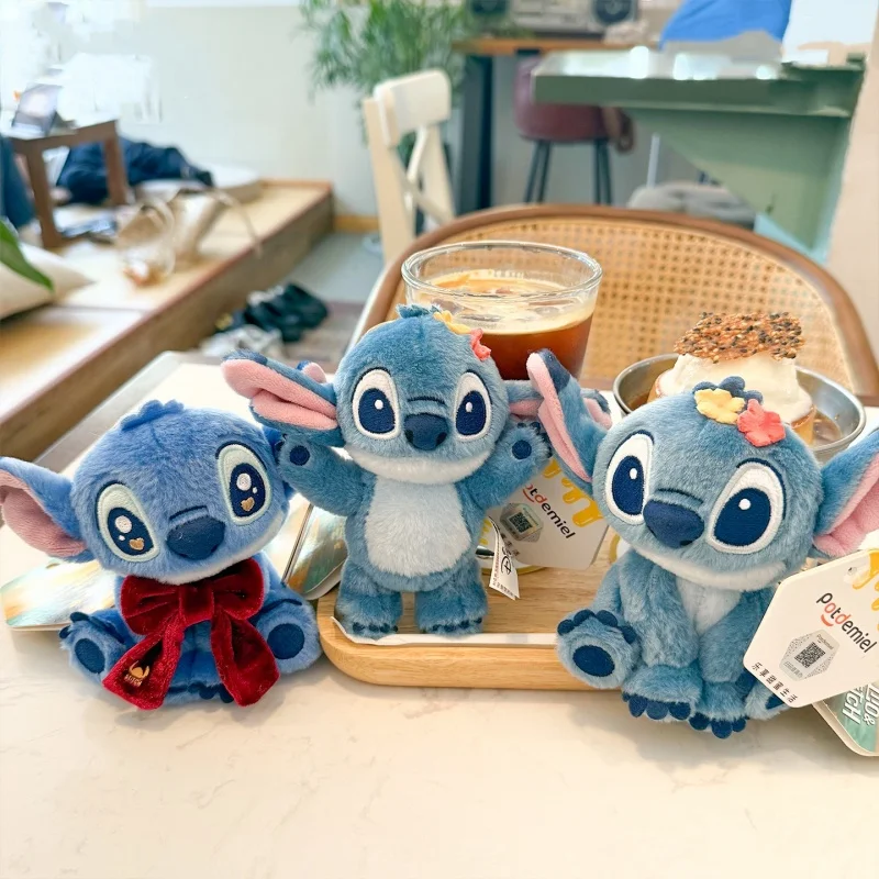 12cm lilo and stitch plush doll toys small pendant cute plush keychain bag hangings christmas birthday gifts for kids 3