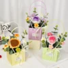 New style crochet sunflowers roses carnation plush plants finished knitted handbag bouquets valentine birthday graduation gifts 1