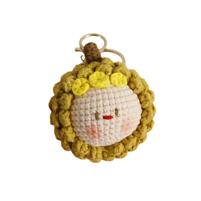 Creative crochet keychains handmade durian doll keychains knitting handmaking cartoon knitted keyring for keys handmade gifts 5