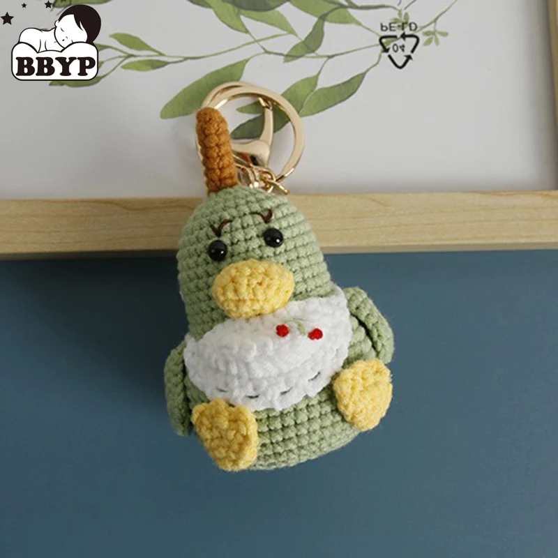 Handmade creative crochet stuffed key chain kawaii knitted cartoon yali doll key ring pendant car schoolbag keychain 3