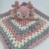 Crochet pattern sleeping deer toy set comfort towel baby rattle biting ring handmade baby teething ring stuffed plush toys gifts 2