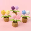 12cn mini finished woven crochet tulip potted stuffed plants home table decoration mother valentine christmas graduation gifts 3