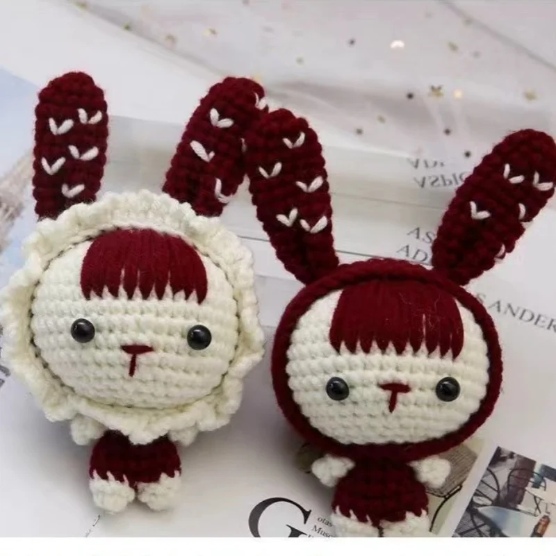 Handmade knitting cute rabbit baby materials crochet for knittin dolly knit and crochet craft set kit yarn knitting for beginner 4