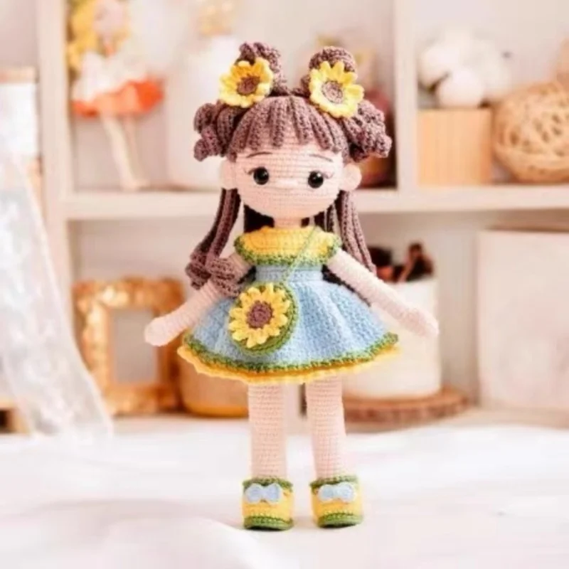 Crochet girls amigurumi crochet doll knitwear diy hook girls material kit with yarn accessories pattern children gift home decor 4