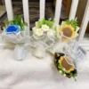 Handmade 15cm mini crochet flowers stuffed plants home desktop car decor christmas graduation birthday gifts 5