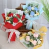 Finished knitted flowers sunflowers crochet bouquet creative knited flowers valentine mothers' day birthday graduation gifts 2