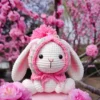 Pretty rabbit keychain crochet materials set kit amigurumi knitting doll hook art and crafts birthday gift backbag decor pendant 2
