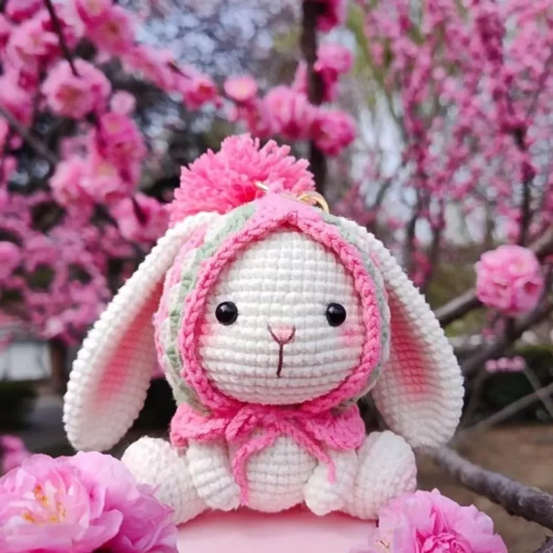 Pretty rabbit keychain crochet materials set kit amigurumi knitting doll hook art and crafts birthday gift backbag decor pendant 2