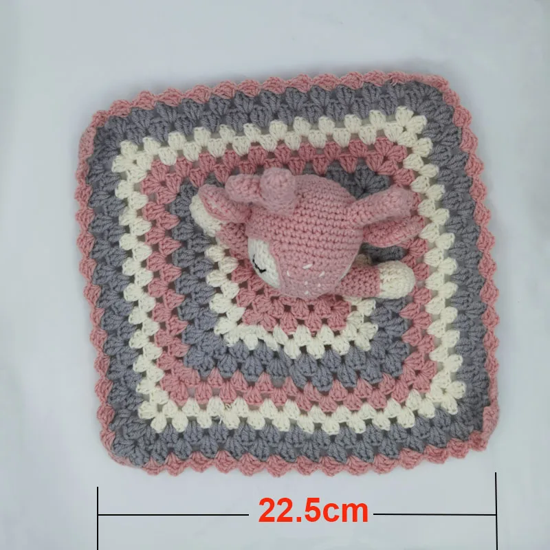 Crochet pattern sleeping deer toy set comfort towel baby rattle biting ring handmade baby teething ring stuffed plush toys gifts 5