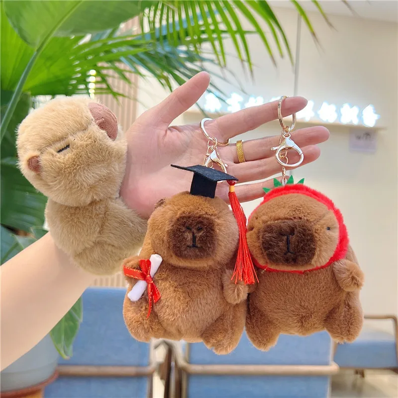 12 15cm cartoon anime capybara plush keychains dolls small pendant backpack hangings for kids birthday christmas gift 1