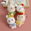 Handmade creative crochet stuffed key chain kawaii knitted cartoon pig bunny doll key ring pendant car schoolbag keychain 1