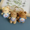 Mini handmade creative crochet stuffed key chain kawaii knitted cartoon bear doll key ring pendant car schoolbag keychain 2