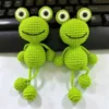 Handmade knitting diy frog pendant cartoon doll keychain crochet crafts finished amigurumi knitting needles student gifts 1