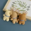 Mini handmade creative crochet stuffed key chain kawaii knitted cartoon bear doll key ring pendant car schoolbag keychain 3