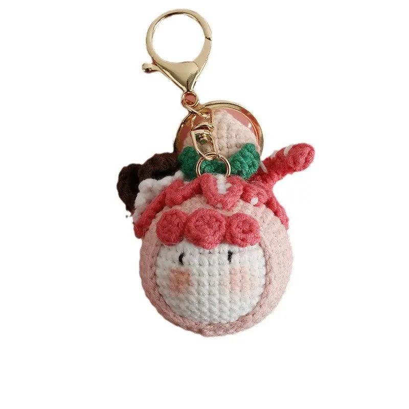 Creative knitted wool cute rabbit keychain pendant handmade woven small group bag hanging ornament car gift 5