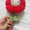 Handmade crochet cartoon animal flower baby rattle toys safe cotton newborn handhold teething ring baby gum pain relief teether 3