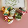 Creative knitted wool cute rabbit keychain pendant handmade woven small group bag hanging ornament car gift 2