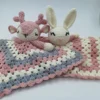 Crochet pattern sleeping deer toy set comfort towel baby rattle biting ring handmade baby teething ring stuffed plush toys gifts 1