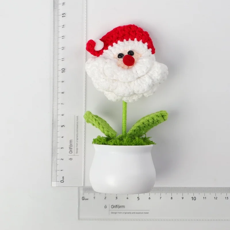 Stuffed plants santa claus handmade crochet knitted flowers pots table home decoration christmas birthday gifts for kids 6