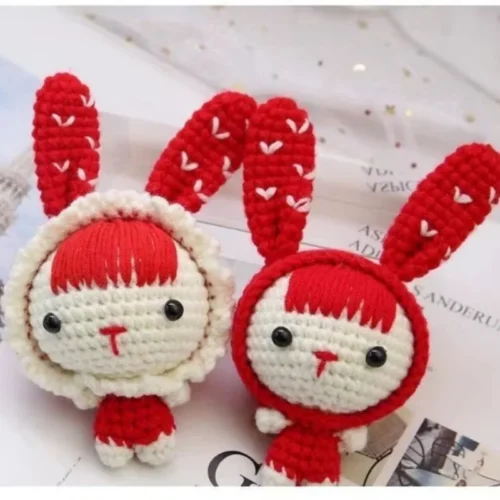 Handmade knitting cute rabbit baby materials crochet for knittin dolly knit and crochet craft set kit yarn knitting for beginner 1