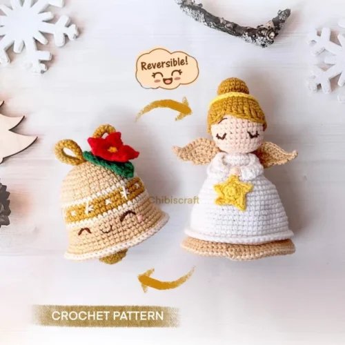 Reversible Christmas Angel and Bell Amigurumi Christmas Ornament Knitting Santa Claus Reindeer Doll Materials Set Christmas Gift 1 Reversible christmas angel and bell amigurumi christmas ornament knitting santa claus reindeer doll materials set christmas gift 1