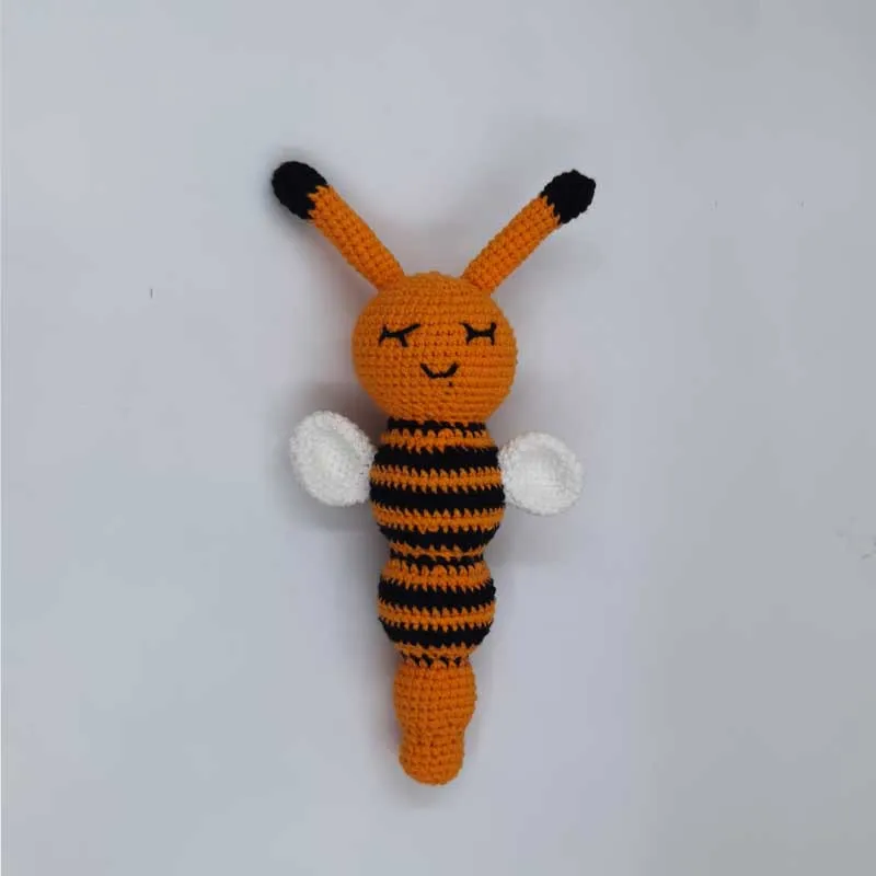 Lovely cartoon fox bee crochet baby rattles baby boys baby girls soft hand bell ring rattle kids toys bed handbells educational 5