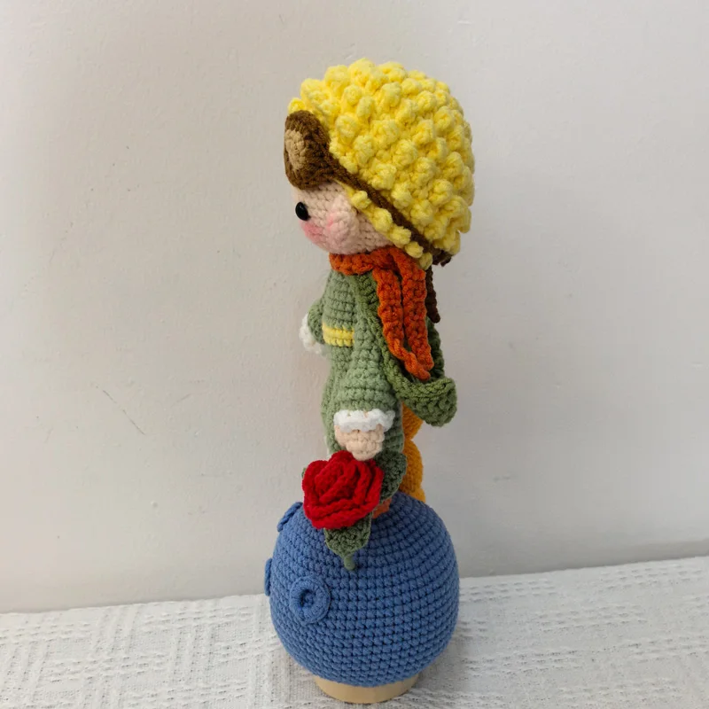 Handmade crochet stuffed key chain cute knitted prince doll key ring pendant for boys schoolbag keychain amigurumis finished 2