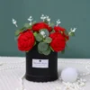 Artificial flowers sunflowers roses stuffed plants finished knitted crochet hug bucket bouquets valentine mothers birthday gifts 5