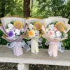 Artificial rose sunflowers tulip carnations finished knitted crochet bouquets gifts for valentine mothers birthday graduation 3