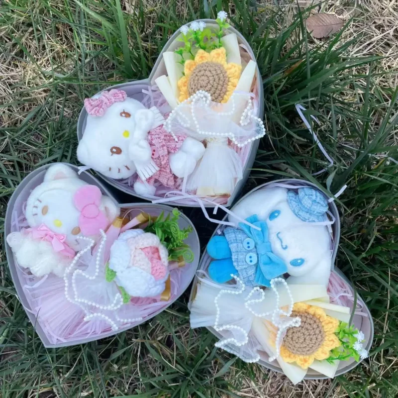 Cartoon my melody kuromi cinnamoroll kt cat plush doll heart gift box creative valentine christmas birthday graduation gifts 1