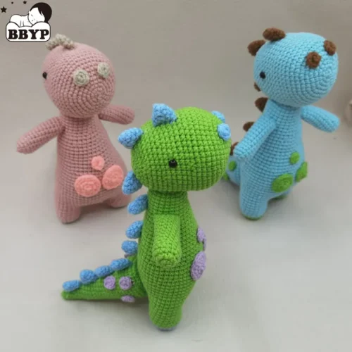 Crochet plush dinosaur dolls baby kawaii stuffed toys kids sleeping doll for girls boys christmas birthday gift room decor 1