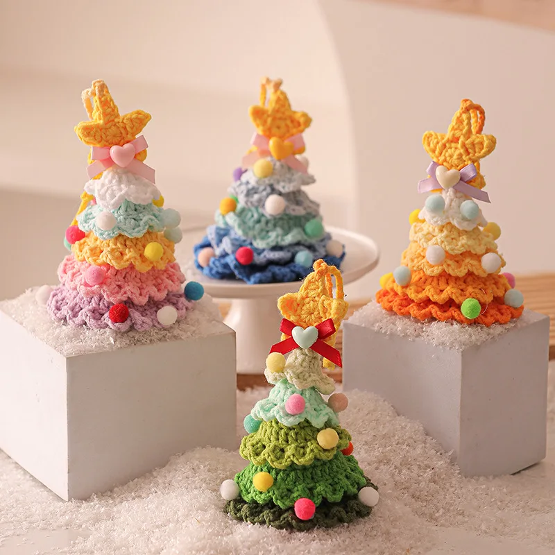 Stuffed plants christams tress handmade crochet keychains small pendant christams tree hangings decoration 2